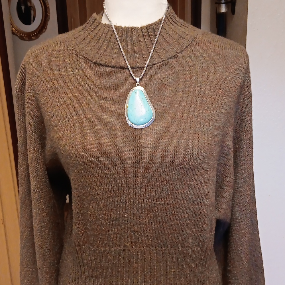 Brown Cropped Multi Colored Sweater - image 3